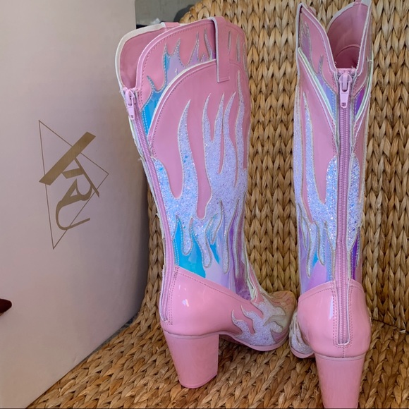 ✨New YRU Space CowGirl Pink Flame Boots - Picture 7 of 9